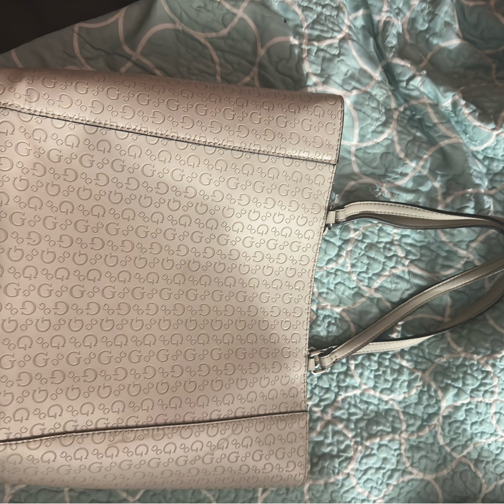 Guess Cream Monogram Tote Bag